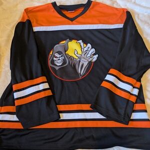 Black and Orange Hockey Jersey with Skull Design